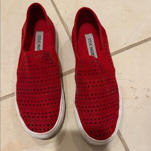 Steve Madden Odonna Red Perforated Slip-On Sneakers